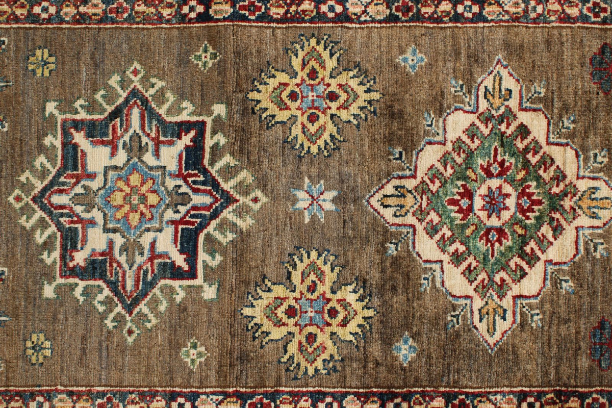 3x11 Brown and Ivory Kazak Tribal Runner