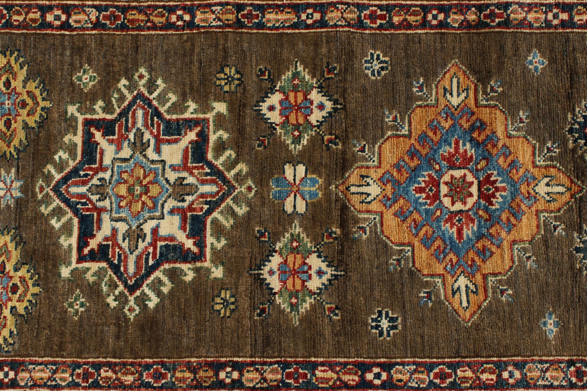 3x11 Brown and Ivory Kazak Tribal Runner