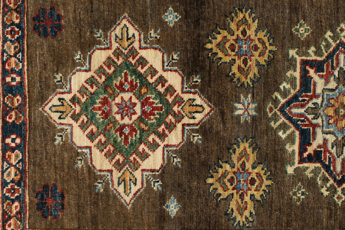 3x11 Brown and Ivory Kazak Tribal Runner
