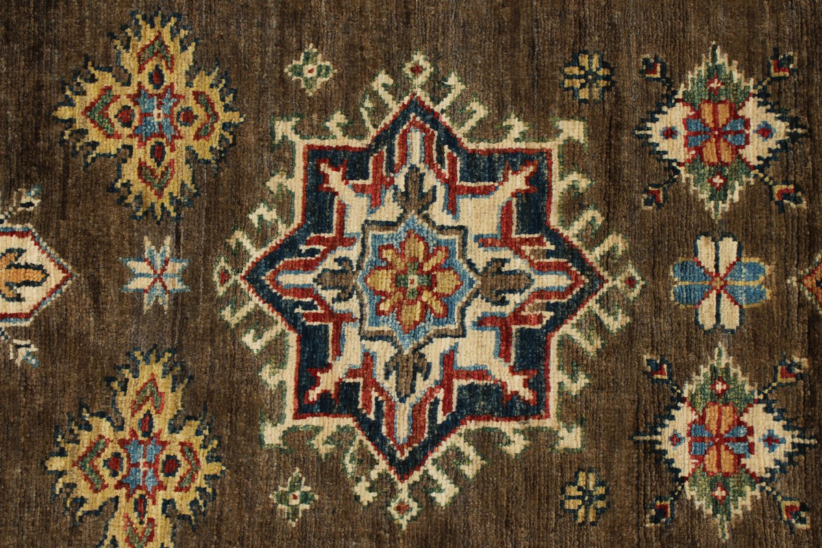 3x11 Brown and Ivory Kazak Tribal Runner
