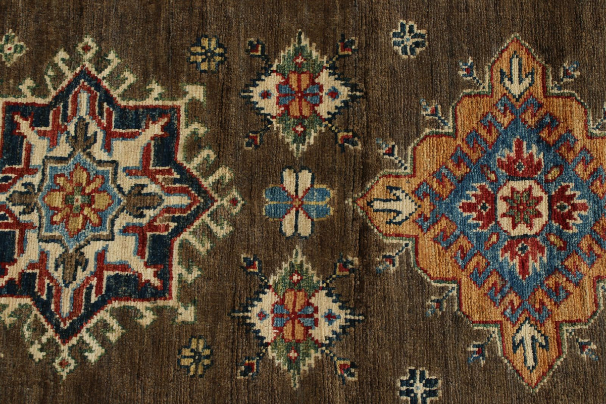 3x11 Brown and Ivory Kazak Tribal Runner