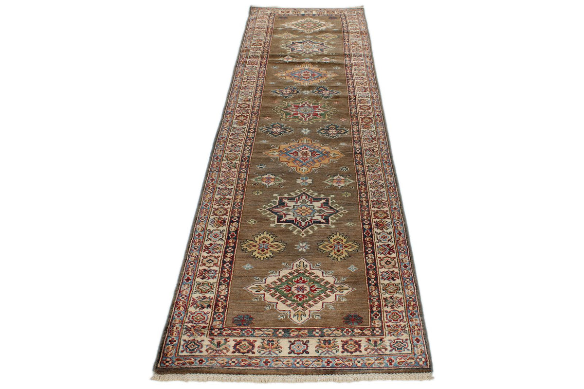 3x11 Brown and Ivory Kazak Tribal Runner