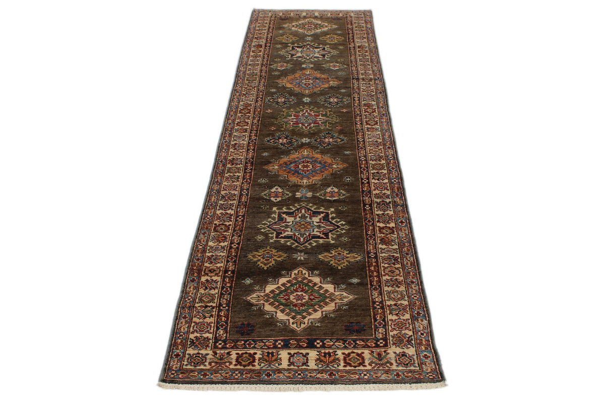 3x11 Brown and Ivory Kazak Tribal Runner