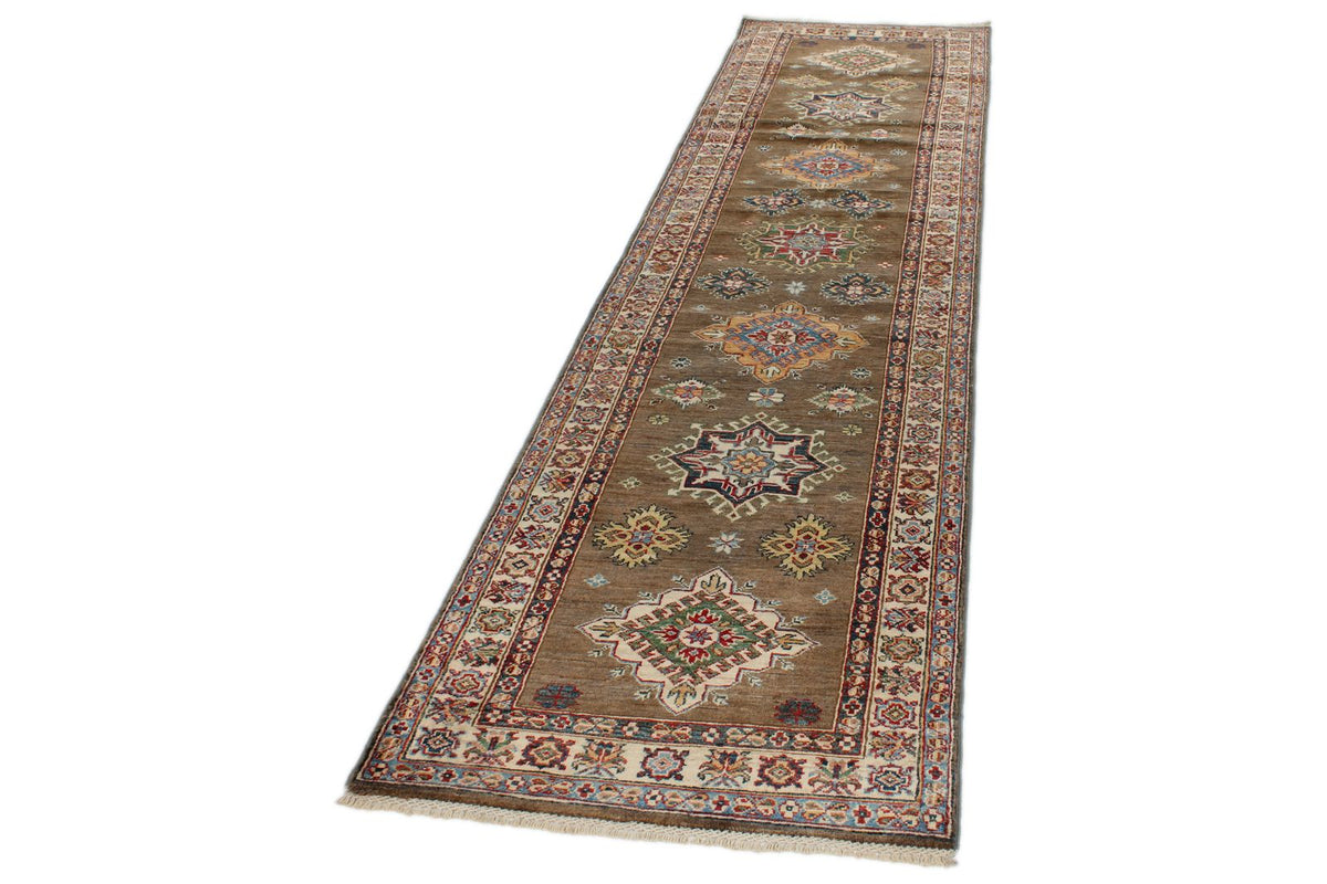 3x11 Brown and Ivory Kazak Tribal Runner