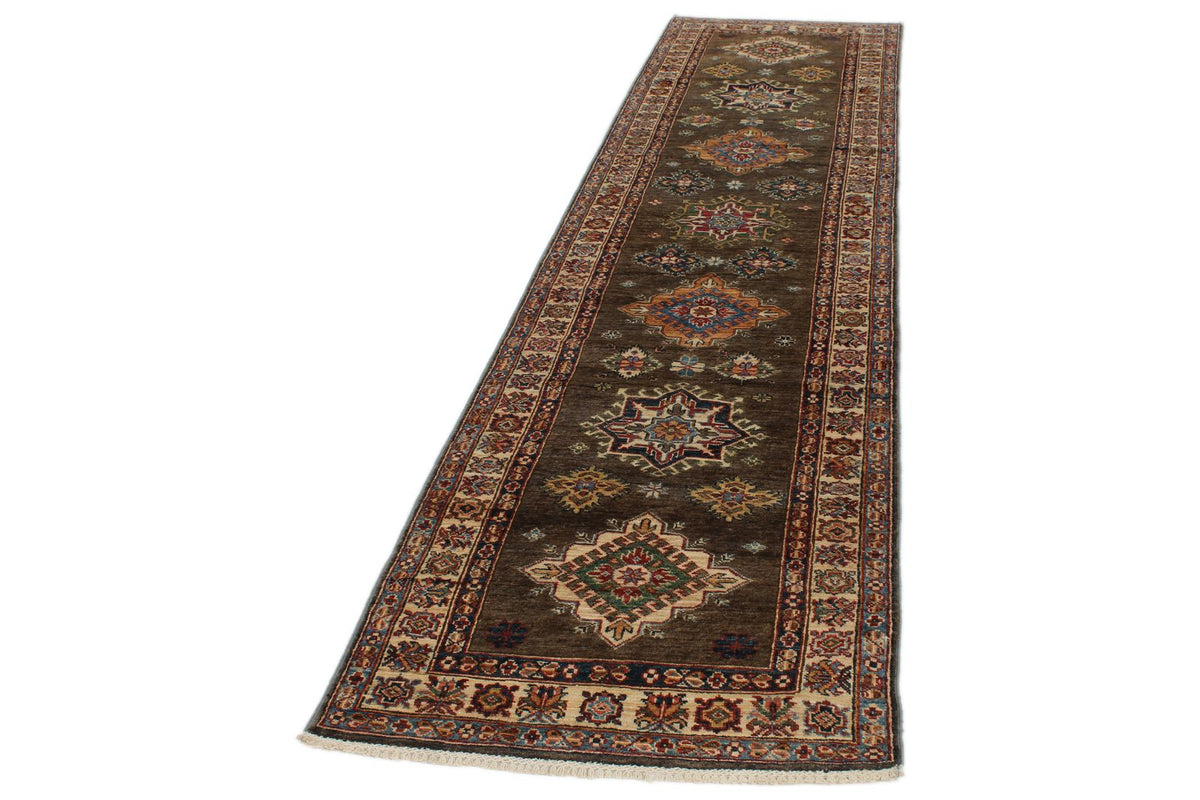 3x11 Brown and Ivory Kazak Tribal Runner