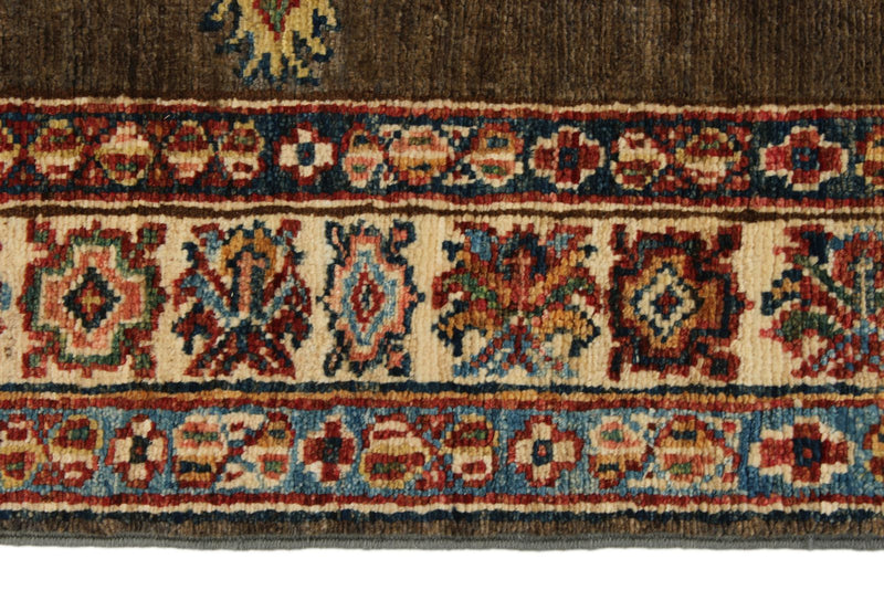 3x11 Brown and Ivory Kazak Tribal Runner