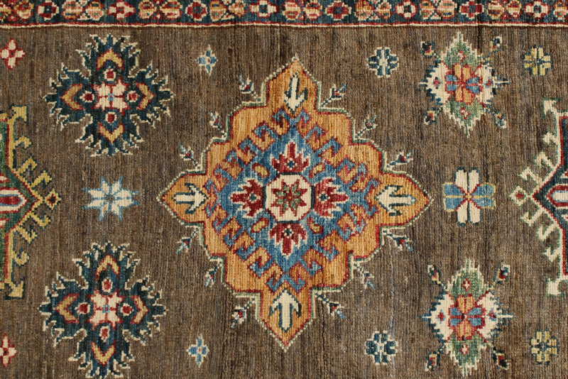 3x11 Brown and Ivory Kazak Tribal Runner