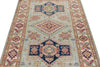 4x6 Light Gray and Ivory Kazak Tribal Rug