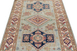4x6 Light Gray and Ivory Kazak Tribal Rug