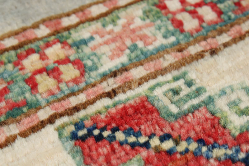4x6 Light Gray and Ivory Kazak Tribal Rug