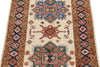 3x4 Beige and Navy Kazak Tribal Rug