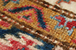 3x4 Beige and Navy Kazak Tribal Rug