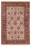 4x6 Light Gray and Red Kazak Tribal Rug