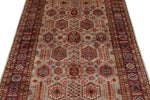 4x6 Light Gray and Red Kazak Tribal Rug