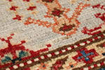 4x6 Light Gray and Red Kazak Tribal Rug