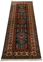 2x6 Green and Blue Kazak Tribal Runner