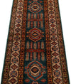 2x6 Green and Blue Kazak Tribal Runner