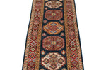 2x6 Navy and Red Kazak Tribal Runner