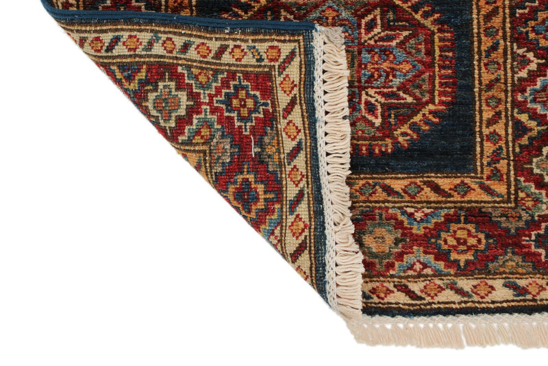 2x6 Navy and Red Kazak Tribal Runner