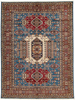 10x14 Blue and Multicolor Kazak Tribal Rug