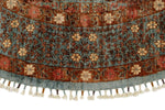 6x6 Light Blue and Camel Turkish Tribal Rug