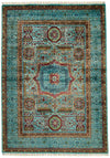 6x8 Blue and Light Blue Turkish Tribal Rug