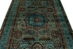 6x8 Blue and Light Blue Turkish Tribal Rug