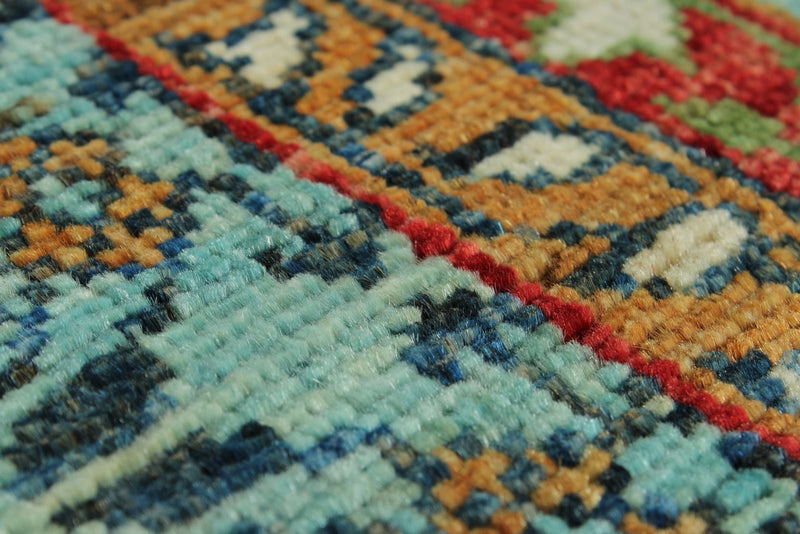 6x8 Blue and Light Blue Turkish Tribal Rug