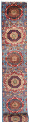 3x27 Blue and Multicolor Turkish Tribal Runner