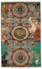 4x7 Multicolor and Multicolor Turkish Tribal Rug