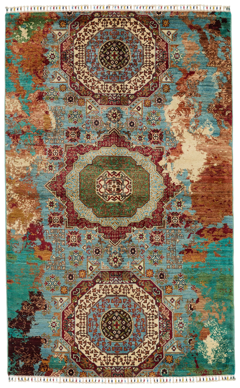 4x7 Multicolor and Multicolor Turkish Tribal Rug