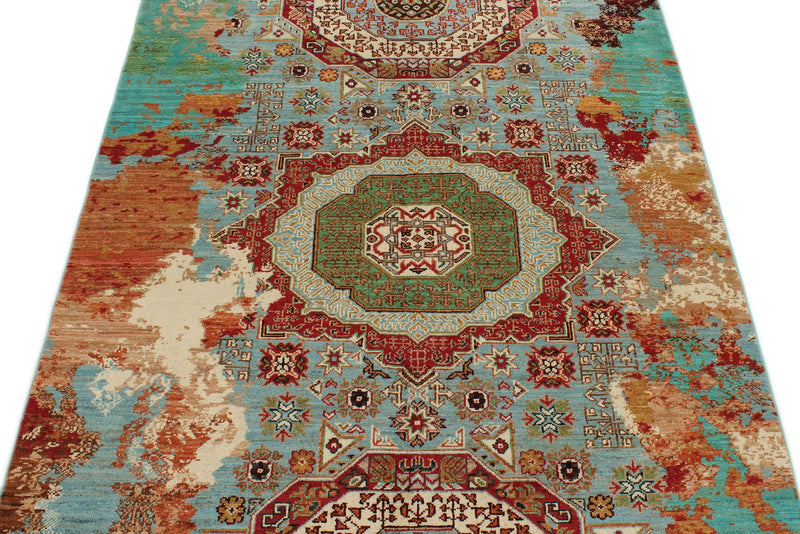 4x7 Multicolor and Multicolor Turkish Tribal Rug