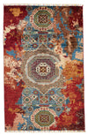 3x5 Red and Multicolor Turkish Tribal Rug