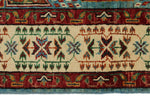 3x5 Blue and Ivory Turkish Tribal Rug