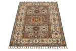 3x4 Brown and Beige Turkish Tribal Rug