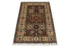 3x4 Brown and Beige Turkish Tribal Rug