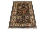 3x4 Brown and Beige Turkish Tribal Rug