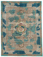 10x13 Turquoıse and Light Gray Anatolian Traditional Rug