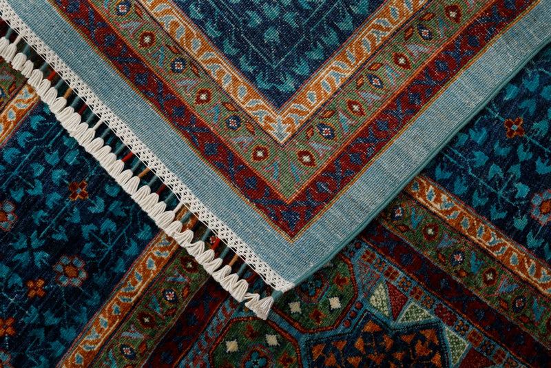 10x13 Light Blue and Navy Anatolian Traditional Rug