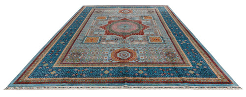 10x13 Light Blue and Navy Anatolian Traditional Rug