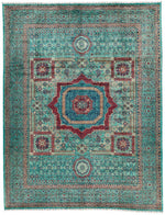 10x13 Turquoıse and Multicolor Anatolian Traditional Rug