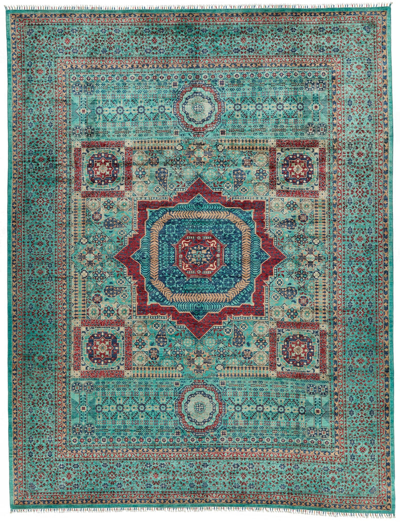 10x13 Turquoıse and Multicolor Anatolian Traditional Rug