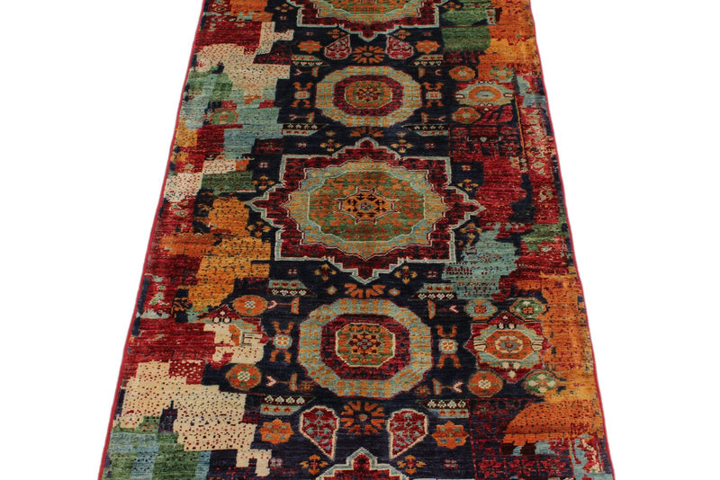 3x10 Navy and Multicolor Anatolian Traditional Runner