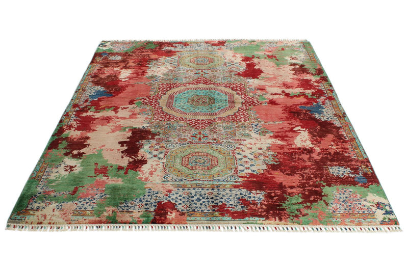 6x8 Red and Multicolor Anatolian Traditional Rug