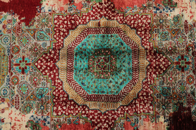 6x8 Red and Multicolor Anatolian Traditional Rug