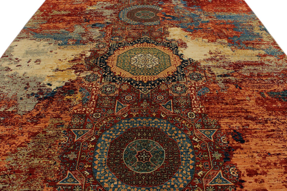9x12 Red and Multicolor Anatolian Traditional Rug