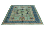 6x8 Green and Navy Anatolian Traditional Rug