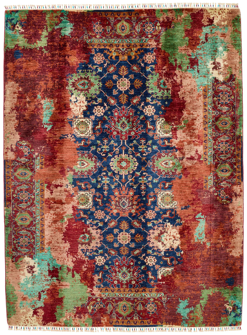 6x8 Navy and Multicolor Anatolian Traditional Rug