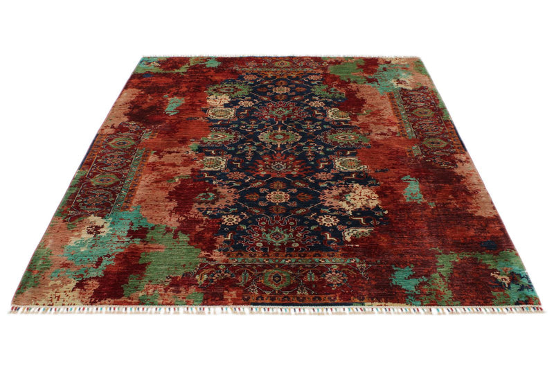 6x8 Navy and Multicolor Anatolian Traditional Rug