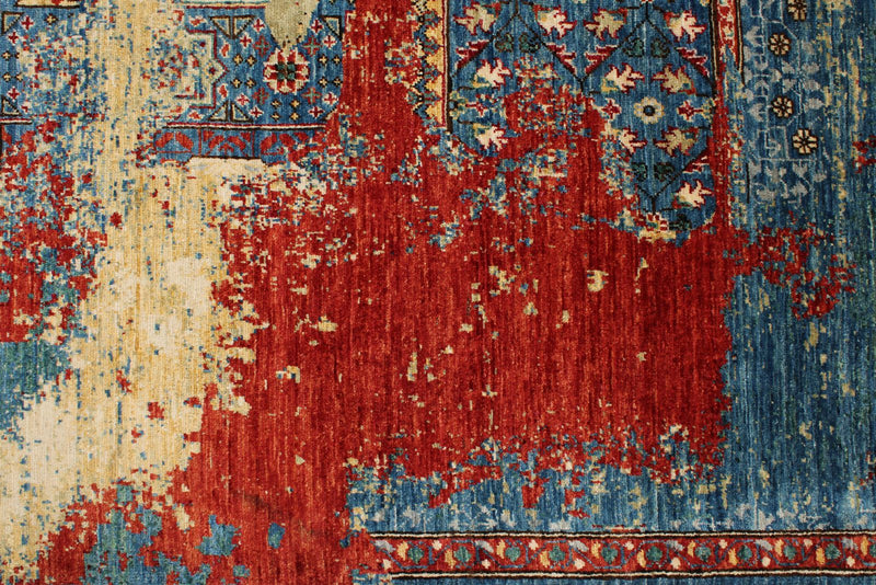 6x9 Red and Blue Anatolian Traditional Rug